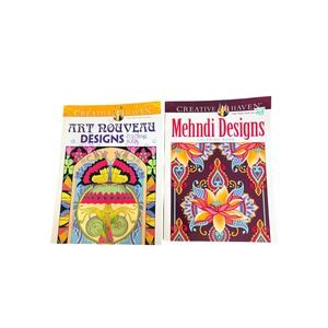Creative Haven Art Nouveau & Mehndi Designs Coloring Book Set Marty Noble Dover